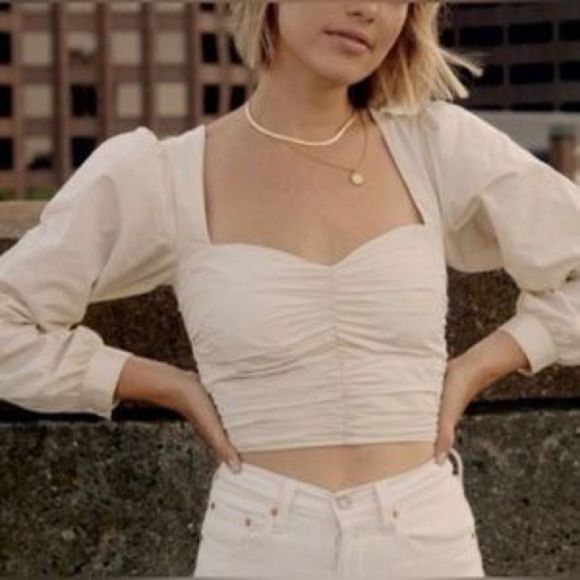 Aritzia Sunday best Giselle top in petal xs puff sleeve blouse - Picture 1 of 11